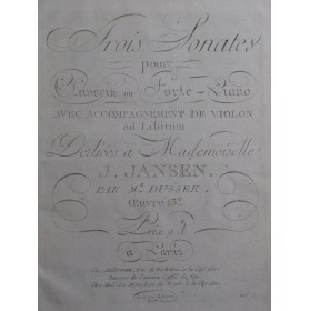 DUSSEK J. L. Trois Sonates...
