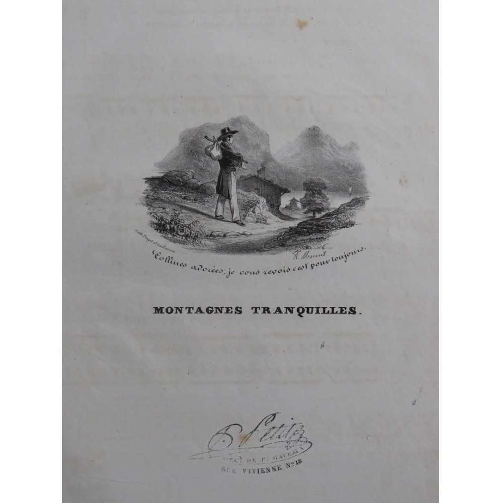 PANSERON Auguste Montagnes Tranquilles Chant Piano ca1830