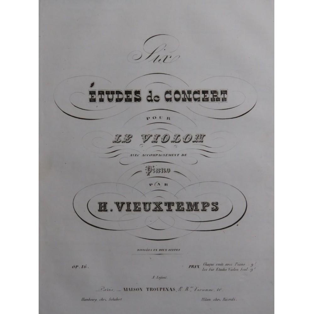 VIEUXTEMPS Henri Études de Concert op 16 1ère Suite Violon ca1845