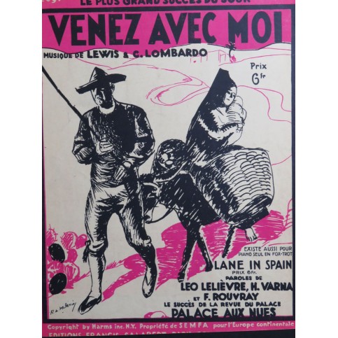 LEWIS Al. LOMBARDO Carmen Venez avec moi ! Chant Piano 1928