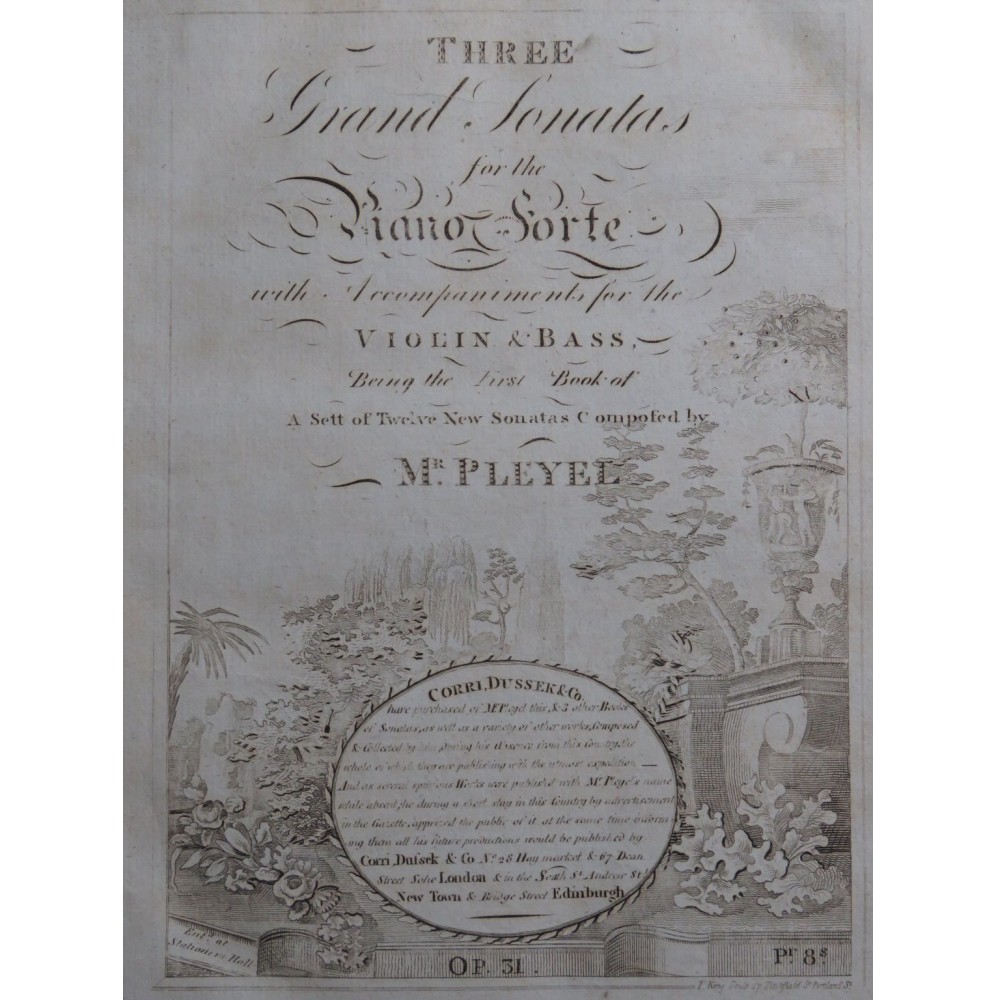 PLEYEL Ignace Three Grand Sonatas op 31 Piano ca1797