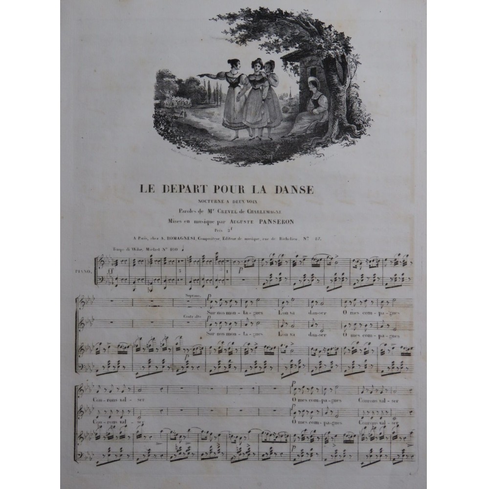 PANSERON Auguste Le Départ pour la Danse Chant Piano ca1830