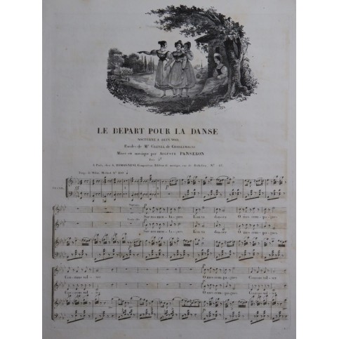 PANSERON Auguste Le Départ pour la Danse Chant Piano ca1830