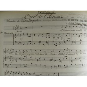 COLLIN Lucien L'Exil de l'Amour Manuscrit Chant Piano 1916
