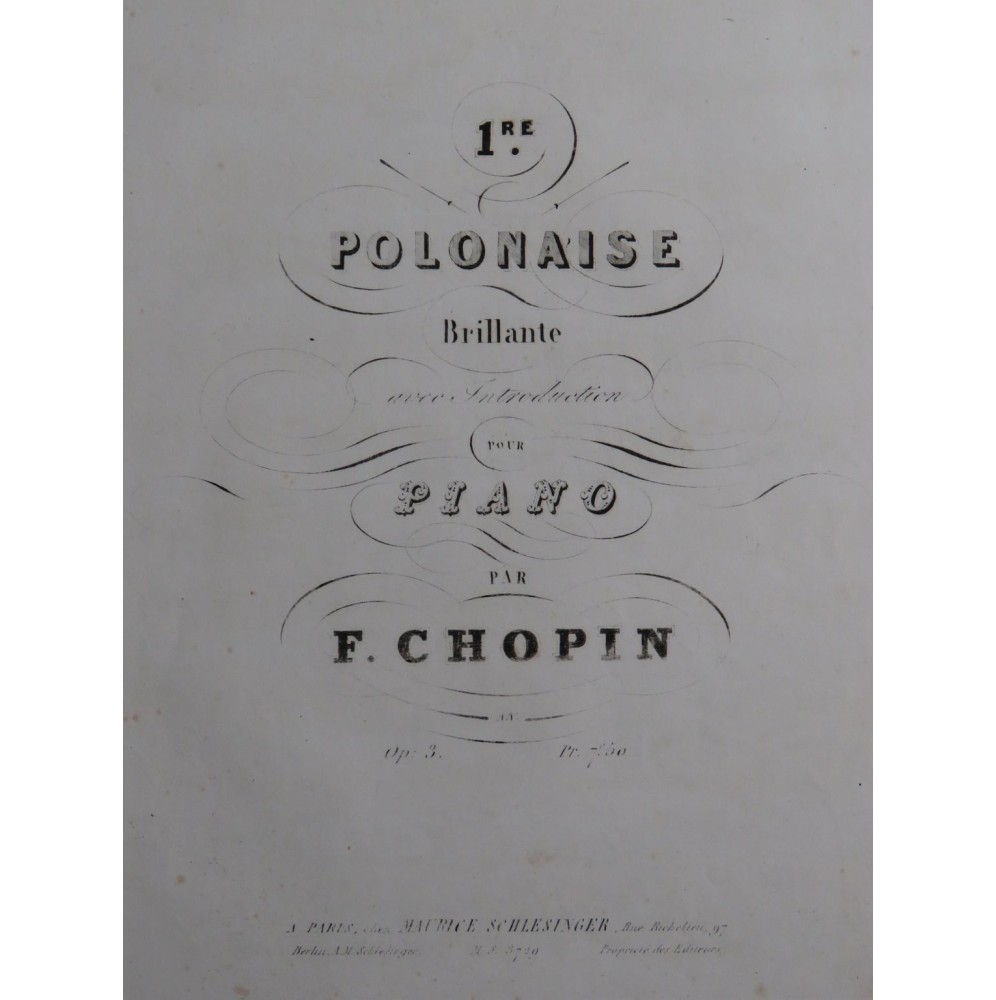 CHOPIN Frédéric Polonaise Brillante No 1 op 3 Piano ca1854