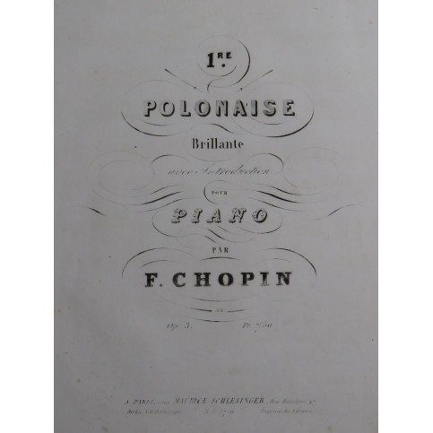 CHOPIN Frédéric Polonaise Brillante No 1 op 3 Piano ca1854