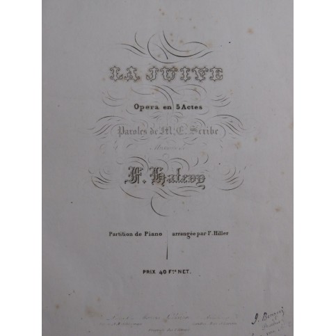 HALÉVY F. La Juive Opéra Chant Piano 1835