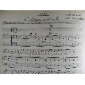 COLLIN Lucien L'Amour Sentinelle Manuscrit Chant Piano 1916