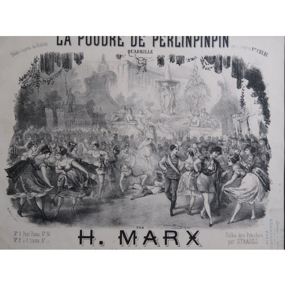 MARX Henri La poudre de Perlinpinpin Chéri Quadrille Piano ca1869