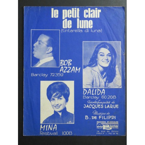 Le Petit Clair de Lune Filippi Bob Azzam Dalida Chant Piano 1959