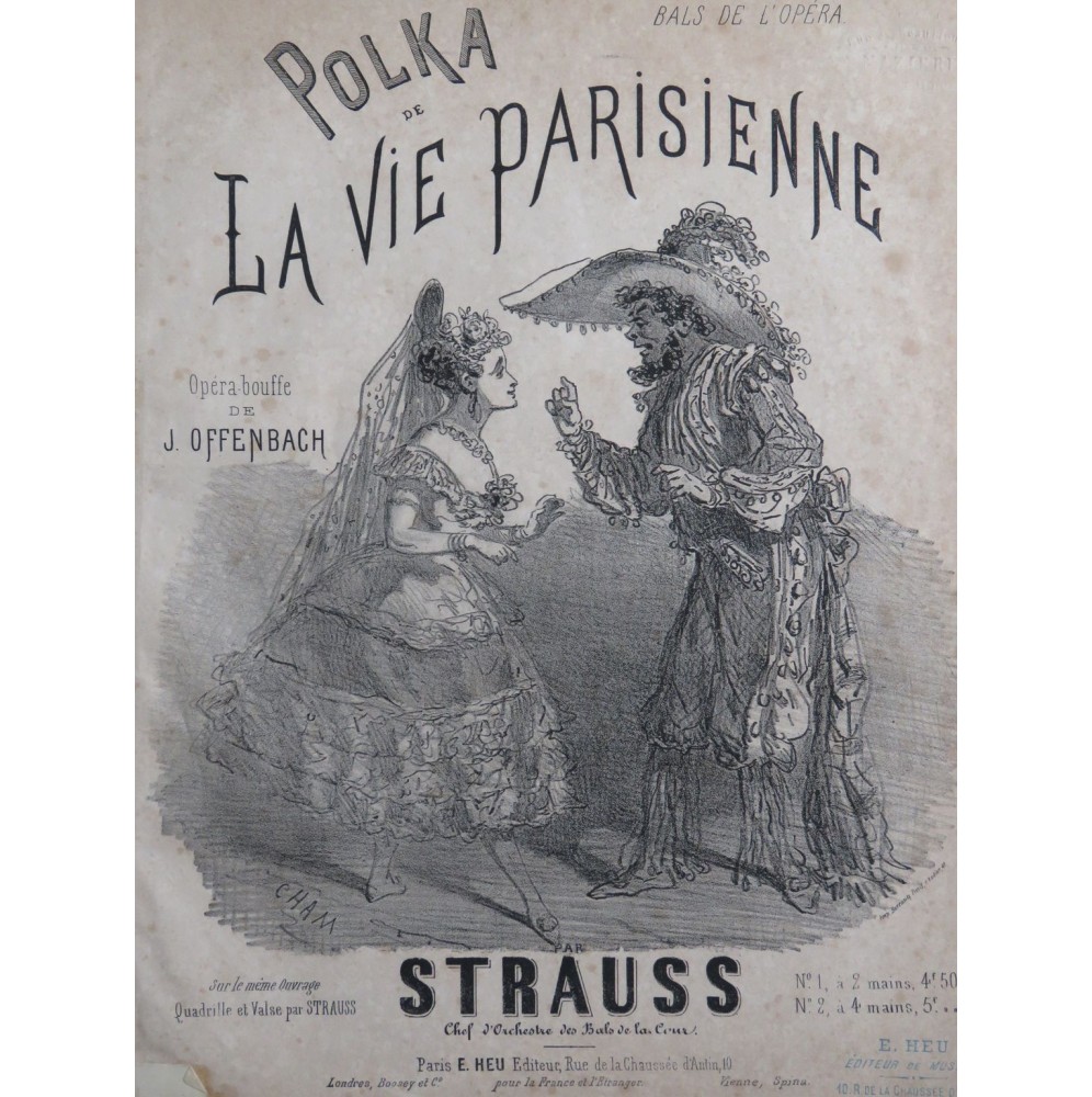 STRAUSS Polka de la Vie Parisienne Offenbach Piano 1866