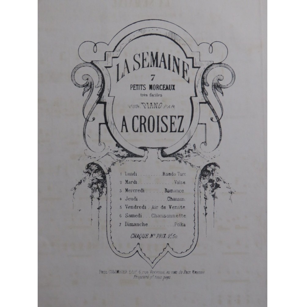 CROISEZ Alexandre La Semaine No 6 Samedi Piano ca1860