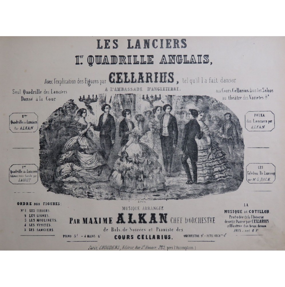 ALKAN Maxime Les Lanciers Quadrille Danse Piano ca1870