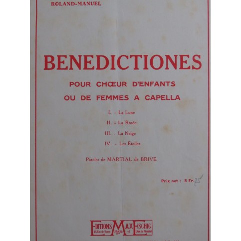 ROLAND-MANUEL Benedictiones Choeur a capella 1938