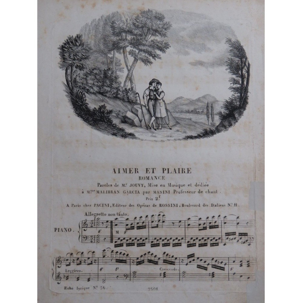 MASINI F. Aimer et Plaire Chant Piano ca1830
