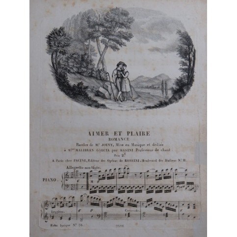 MASINI F. Aimer et Plaire Chant Piano ca1830