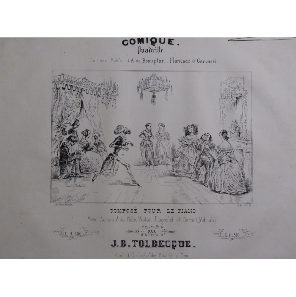 TOLBECQUE J. B. Le Comique Quadrille Piano 4 mains ca1840