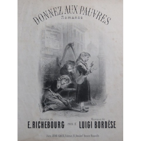 BORDÈSE Luigi Donnez aux Pauvres Chant Piano ca1870