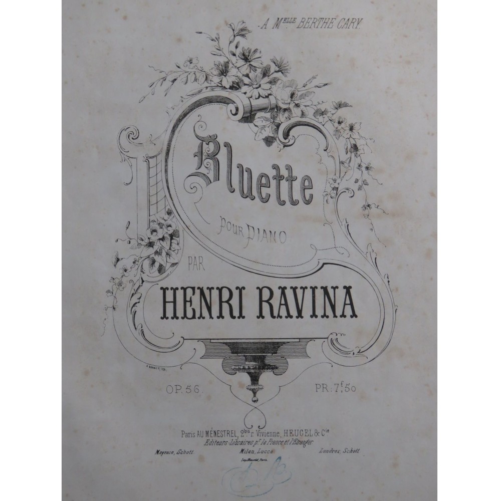 RAVINA Henri Bluette op 56 Piano ca1860