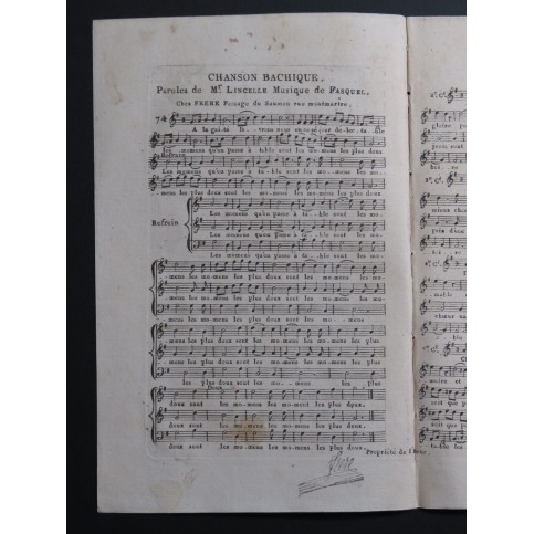 FASQUEL Chanson Bachique Chant ca1820