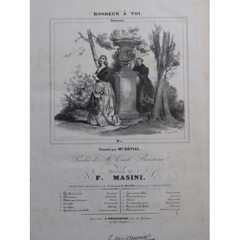 MASINI F. Bonheur à Toi Chant Piano ca1840
