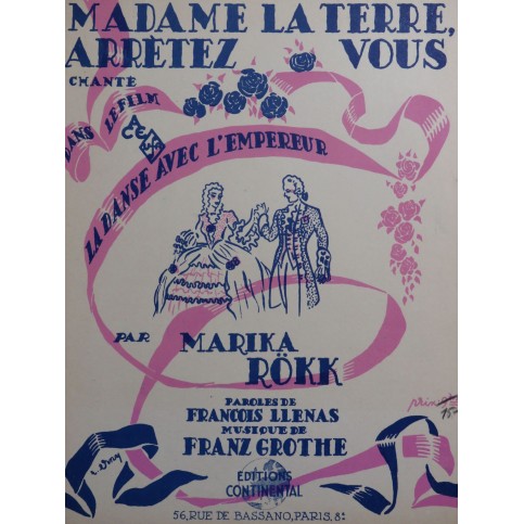 GROTHE Franz Madame la terre...arrêtez vous Chant Piano 1943