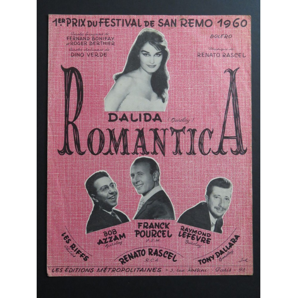 Romantica Renato Rascei Dalida Chant Piano 1960