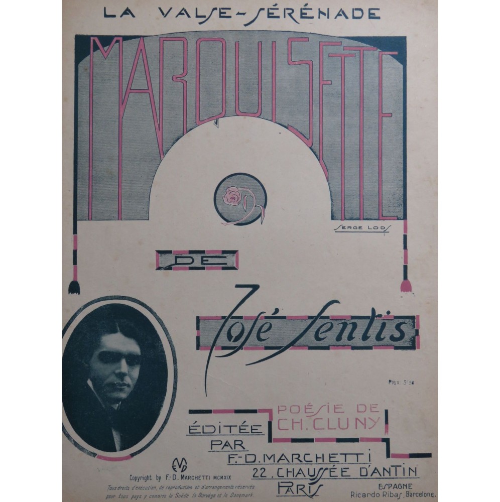 SENTIS Jose Marquisette Chant Piano 1919