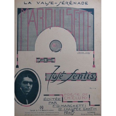 SENTIS Jose Marquisette Chant Piano 1919