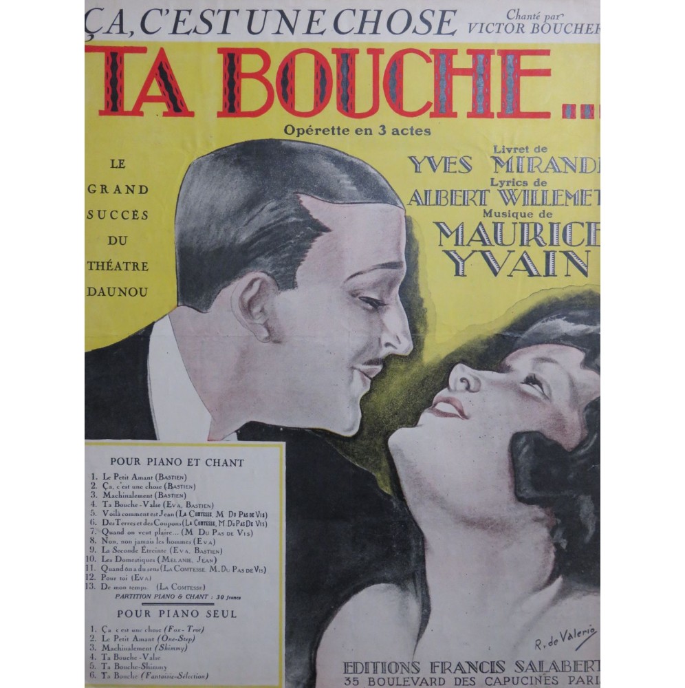 YVAIN Maurice Ça C'est Une Chose Chant Piano 1922