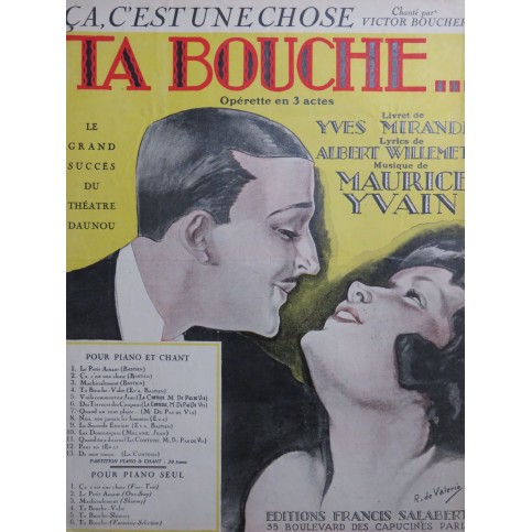 YVAIN Maurice Ça C'est Une Chose Chant Piano 1922