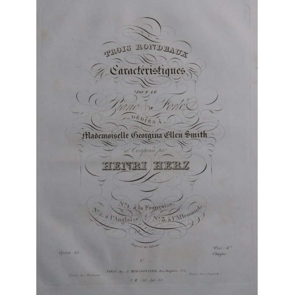 HERZ Henri Rondo à l'Allemande op 61 Piano ca1830