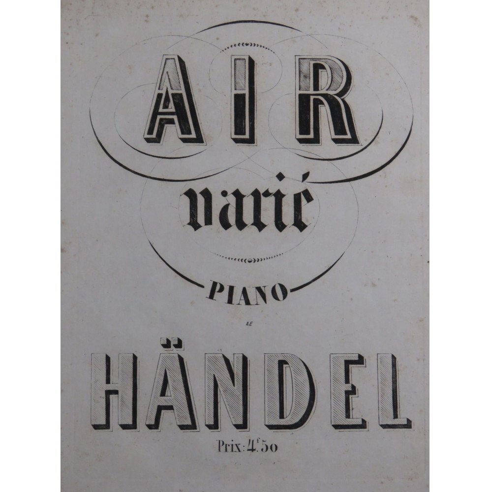HAENDEL G. F. Air varié Piano XIXe
