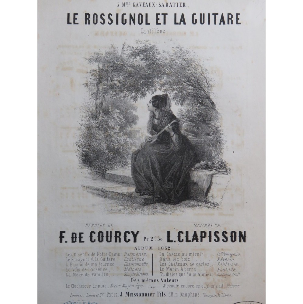 CLAPISSON Louis Le Rossignol et la Guitare Chant Piano 1852