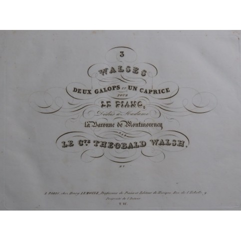WALSH Théobald Trois Valses Deux Galops Un Caprice Piano ca1840