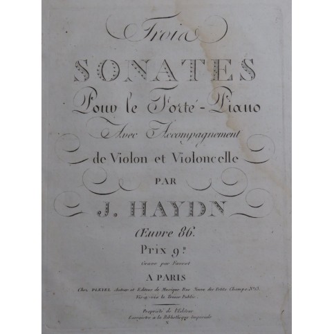 HAYDN Joseph Trois Sonates op 86 Violon ca1800