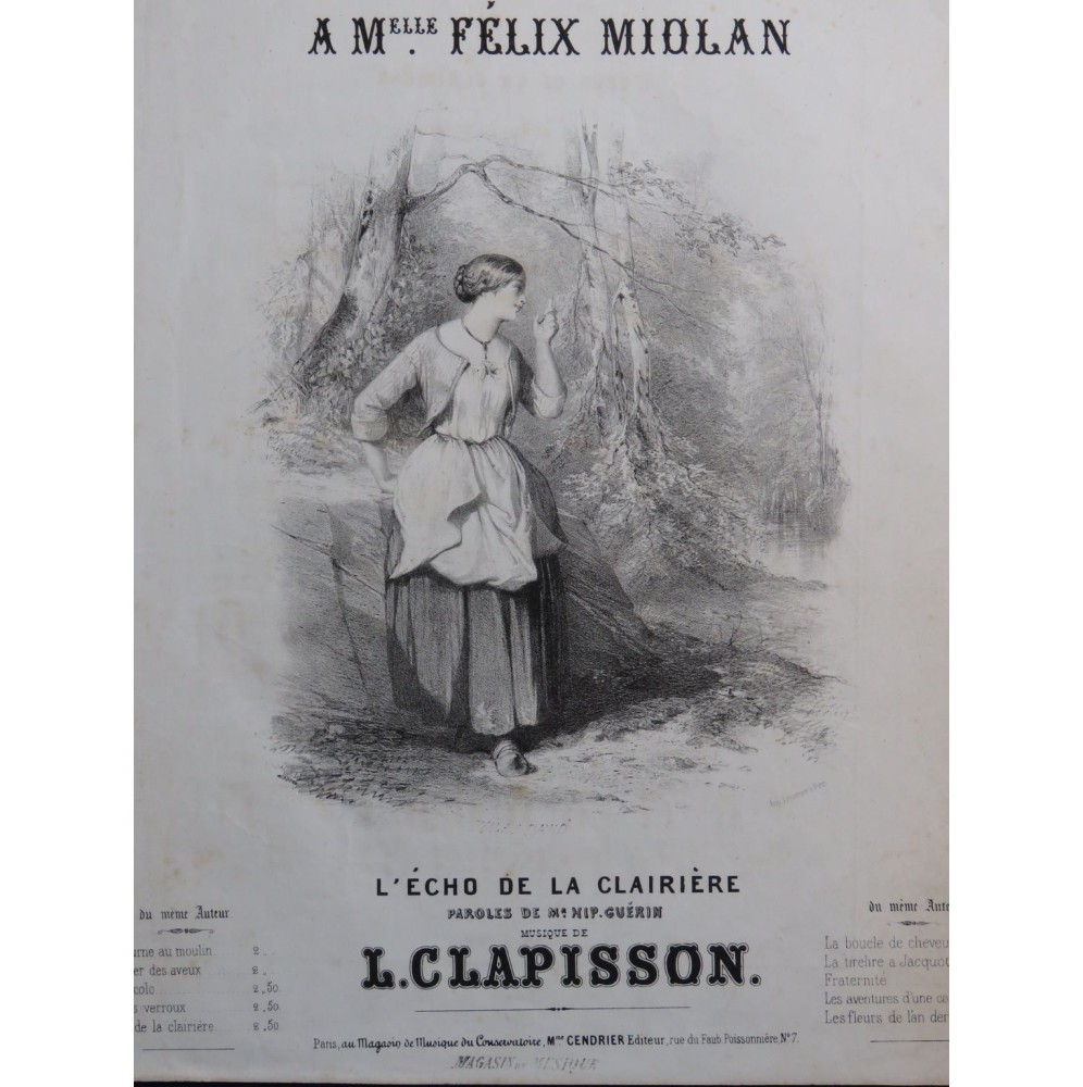 CLAPISSON Louis L'Écho de la Clairière Chant Piano ca1840
