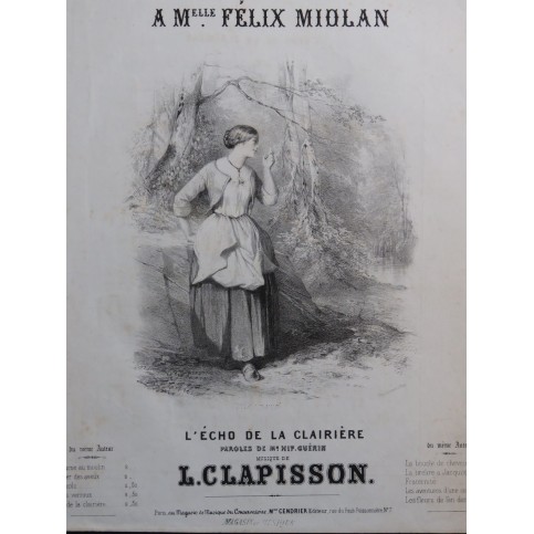CLAPISSON Louis L'Écho de la Clairière Chant Piano ca1840