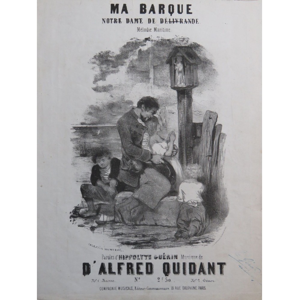 QUIDANT Alfred Ma Barque Chant Piano ca1850