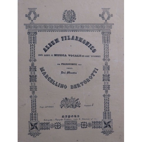 BERTOROTTI Marcellino Album Filarmonico No 8 Chant Piano ca1830