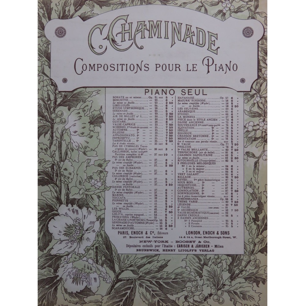 CHAMINADE Cécile Pas des Écharpes Piano ca1888