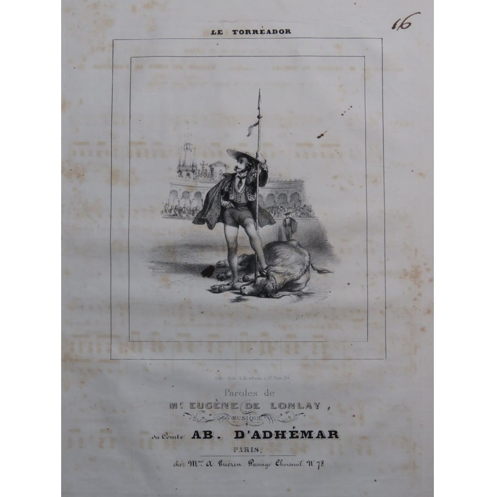 D'ADHÉMAR Ab. Le Torréador Chant Piano ca1840