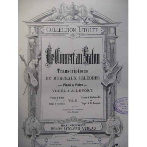 Recueil Pièces Célèbres Flute Piano 1884