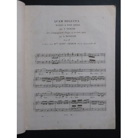 DEDLER A. Quam Dilecta Chant Orgue ou Piano ca1820