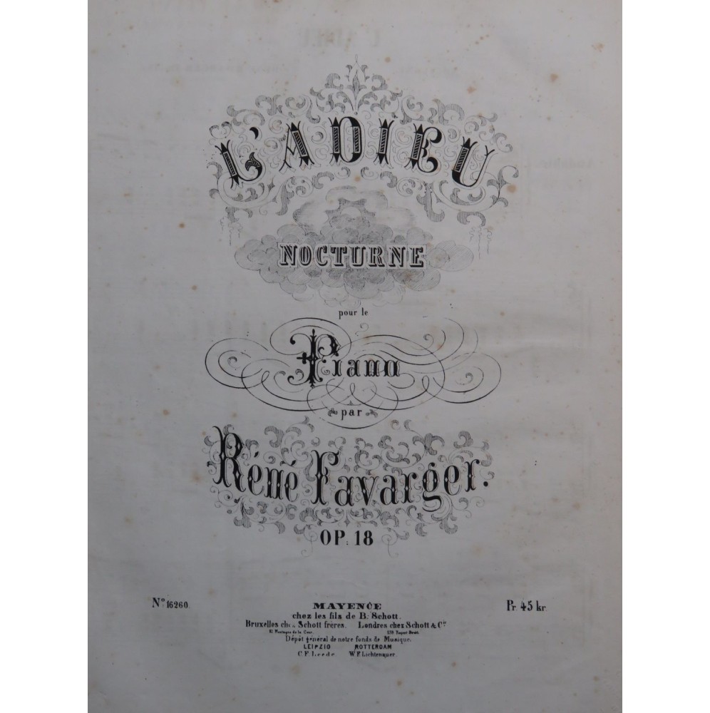 FAVARGER René L'Adieu op 18 Piano ca1862