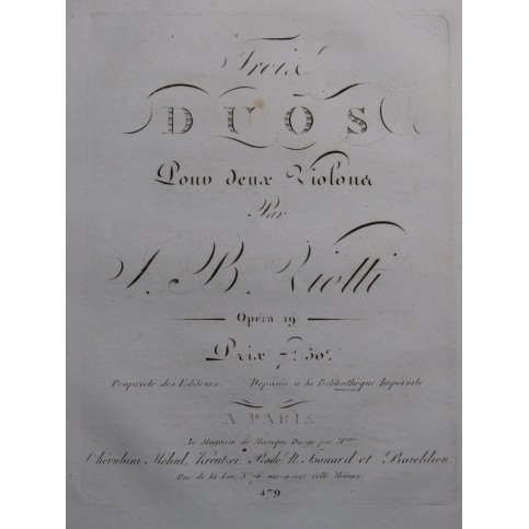 VIOTTI J. B. Trois Duos W 4a 10-12 op 19 pour deux Violons ca1810