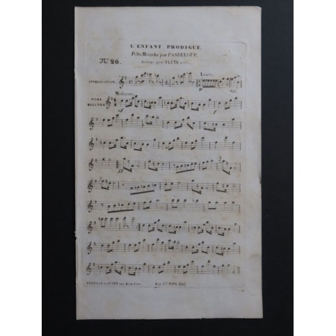 PASDELOUP Jules L'Enfant Prodigue Mazurka Flûte seule ca1853