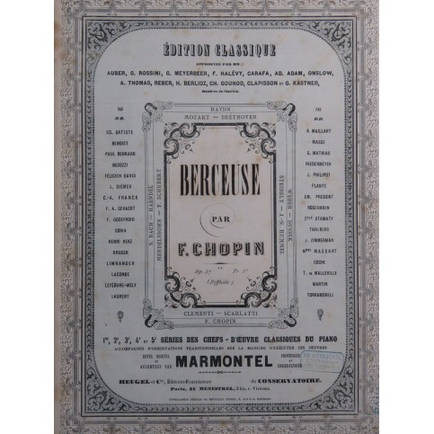 CHOPIN Frédéric Berceuse op 57 Piano 1859