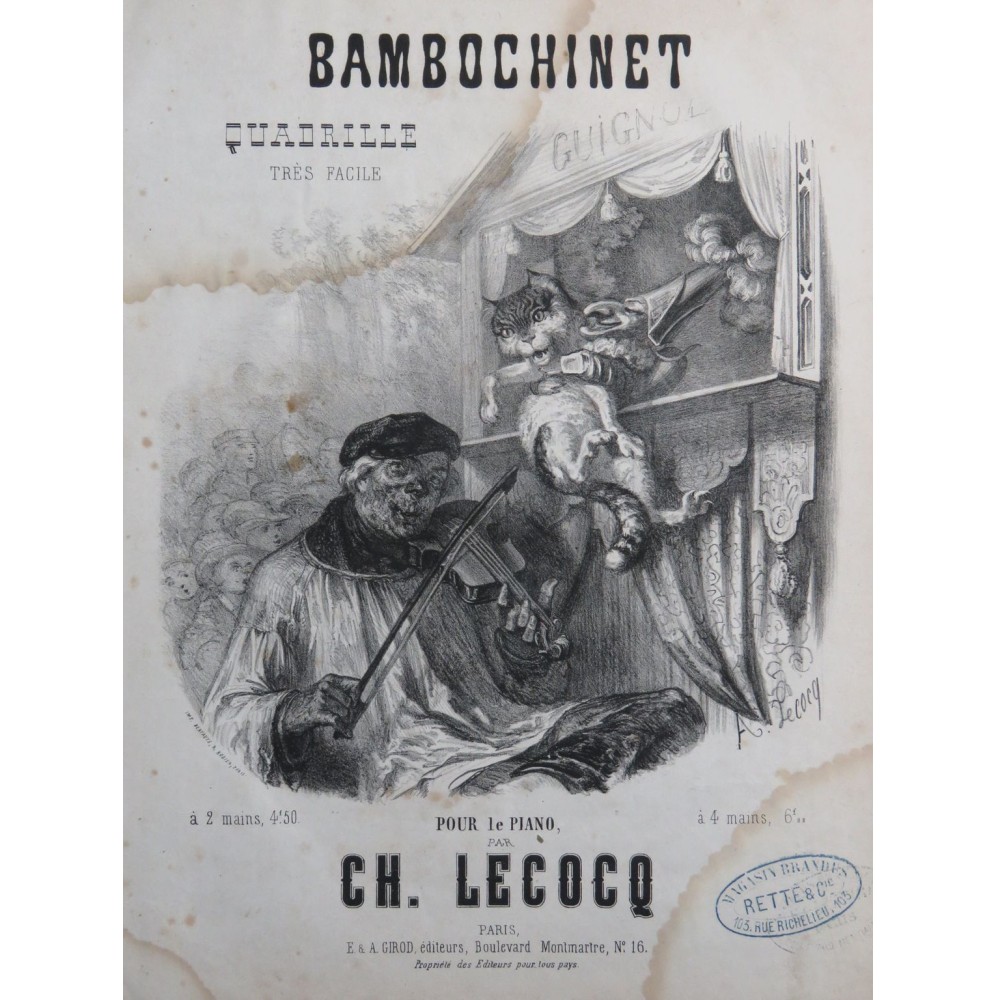 LECOCQ Charles Bambochinet Piano ca1865