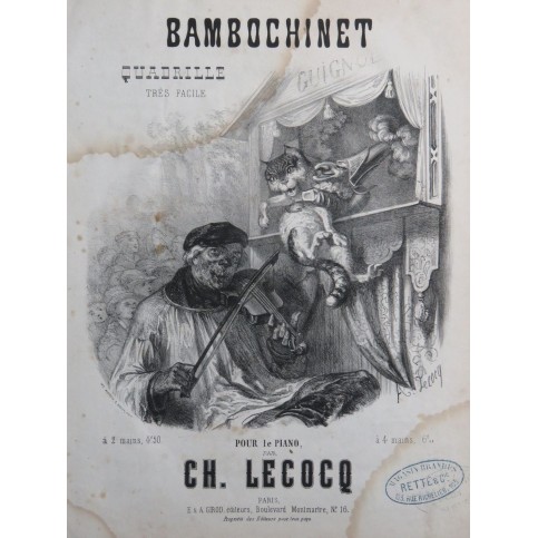 LECOCQ Charles Bambochinet Piano ca1865
